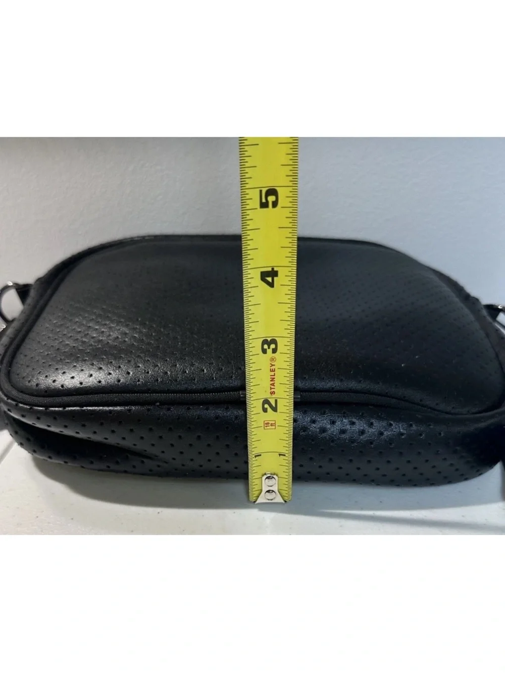 Haute Shore DREW Black Crossbody Bag Epic Blue white Stripe